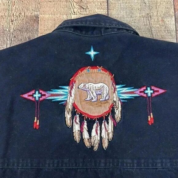 Vintage Natural Wonders Dream Catcher Bear Embroidered Button Down Shirt Size M - Picture 10 of 11